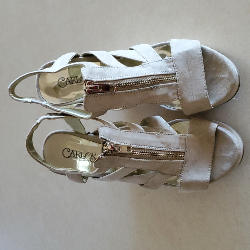 Carlos Santana beige suede wedges. 6M